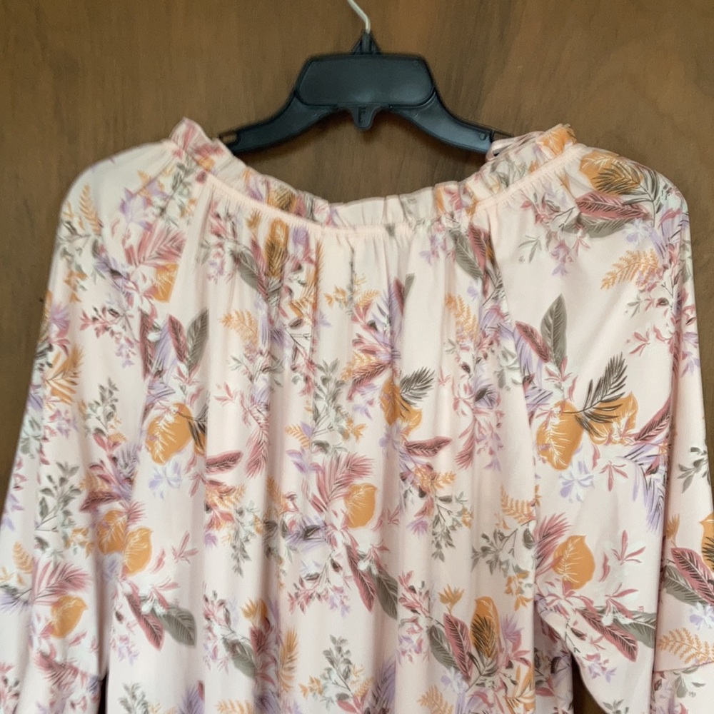 Emaline top floral print bell sleeve blouse tie detail boho Casual office 2X - Picture 17 of 17